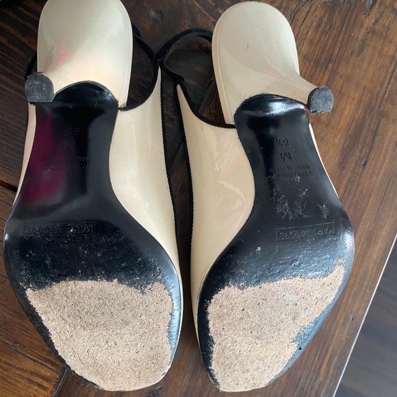 Marc Jacobs White Patent Leather Slingback Kitten Heels Sz 6.5 - Picture 4 of 6
